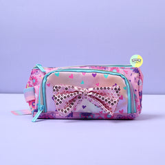 Shiny Bow Themed Vest Double Zip Pencil Pouch