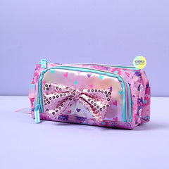 Shiny Bow Themed Vest Double Zip Pencil Pouch