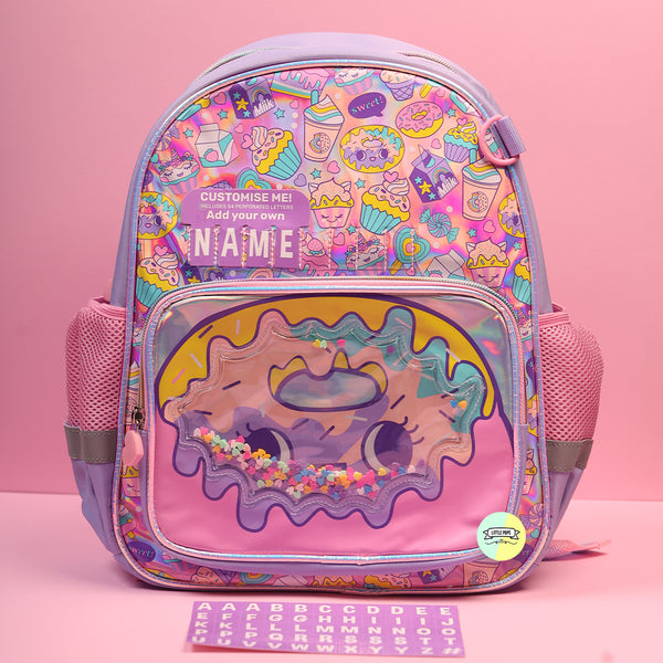 Cute Donut Themed Bagpack with Name Customization