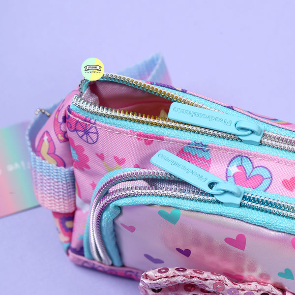 Cute Heart Themed Vest Double Zip Pencil Pouch