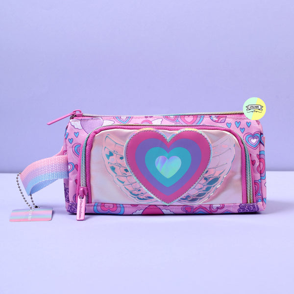 Cute Heart Themed Vest Double Zip Pencil Pouch