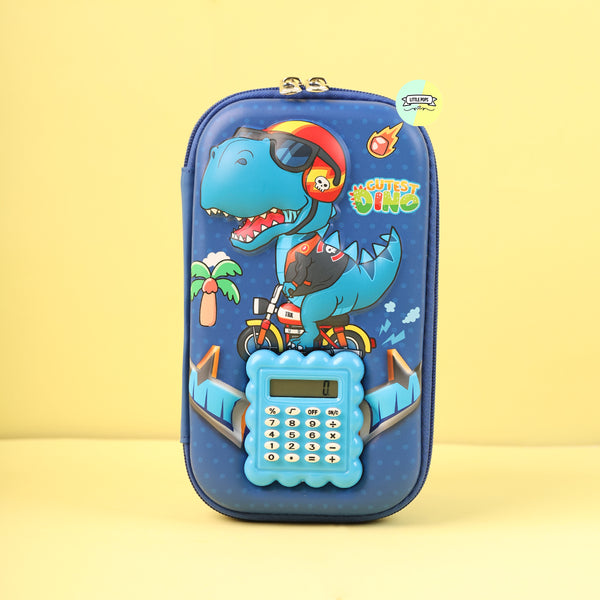 Cute 3D Dino Calculator Large Pencil Pouch