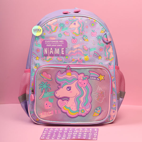 Cute Unicorn Themed Bagpack with Name Customization