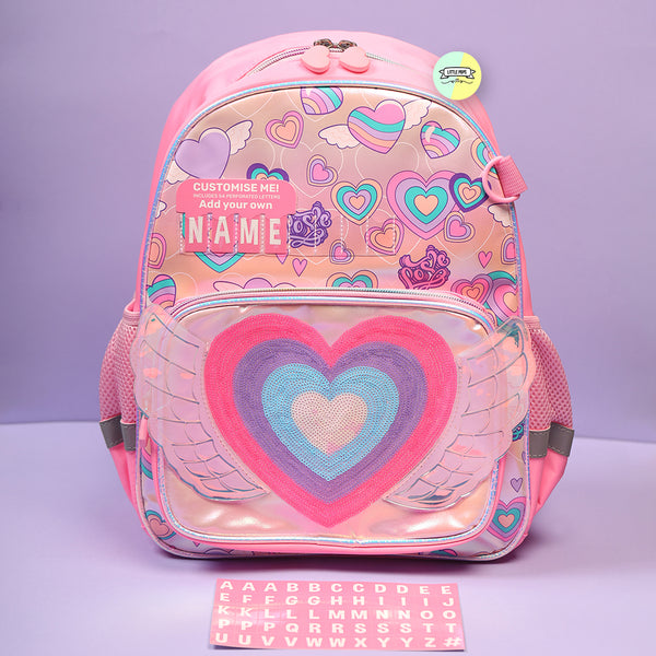 Cute Heart Designed Bagpack with Name Customization