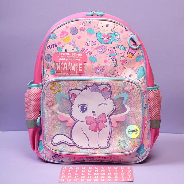 Cute Cat Themed Bagpack with Name Customization