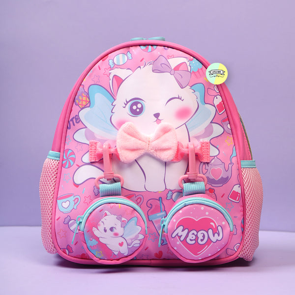 Cute Cat Bagpack with hanging pockets