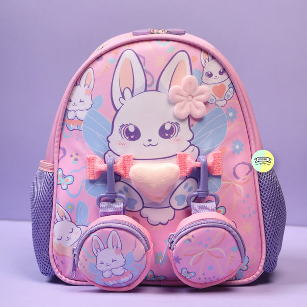 Cute Rabbit Themed Bagpack with hanging pockets
