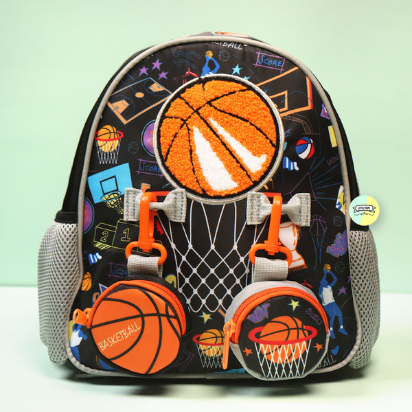 Cute Basket Ball Themed Bagpack with hanging pockets