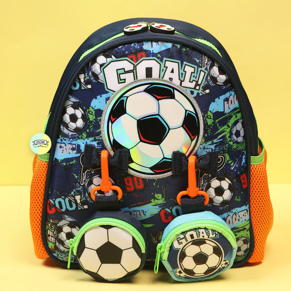 Cute Football Themed Bagpack with hanging pockets