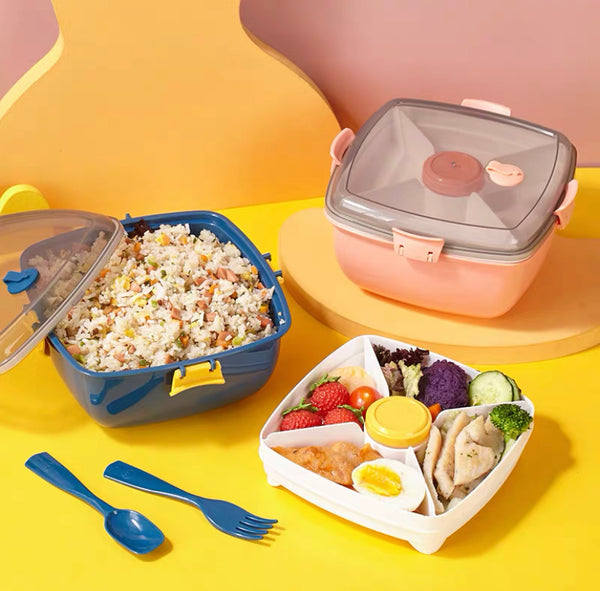 Elegant Portable Square Shaped Lunchbox With Cutlery