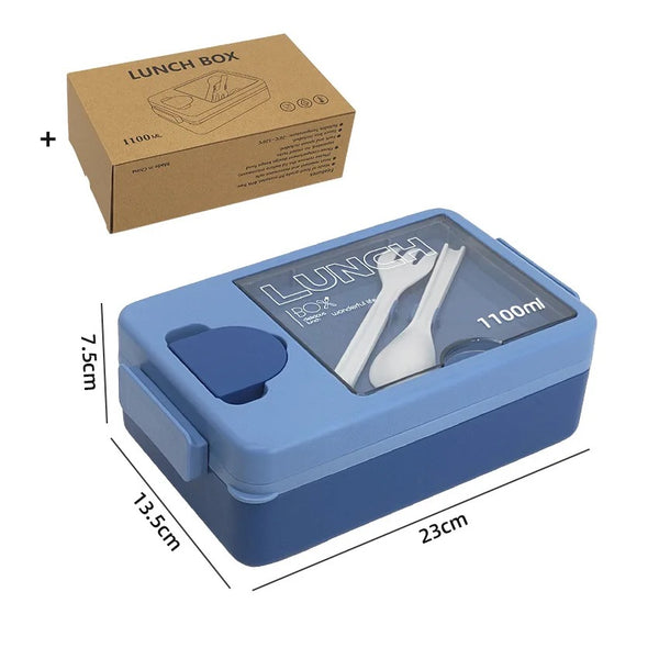 Rectangular Plastic Lunchbox with Cutlery and compartments