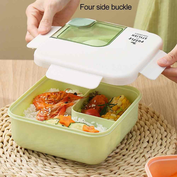 Square Shaped Plastic Lunchbox with Cutlery and compartments