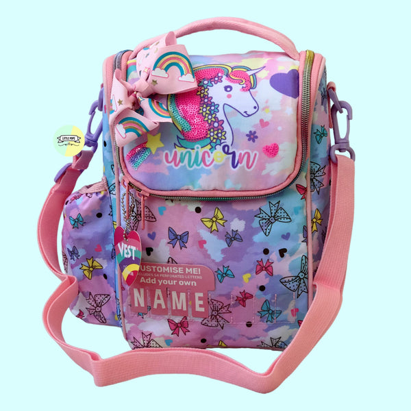 Cute Unicorn Themed Lunch Bag with Name Customization
