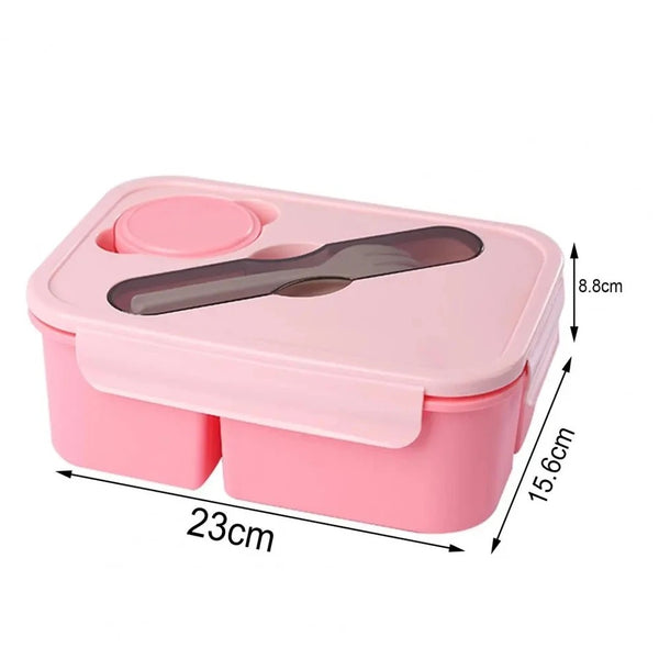 Trendy Rectangular Lunch Box with Dip Bucket and Cutlery