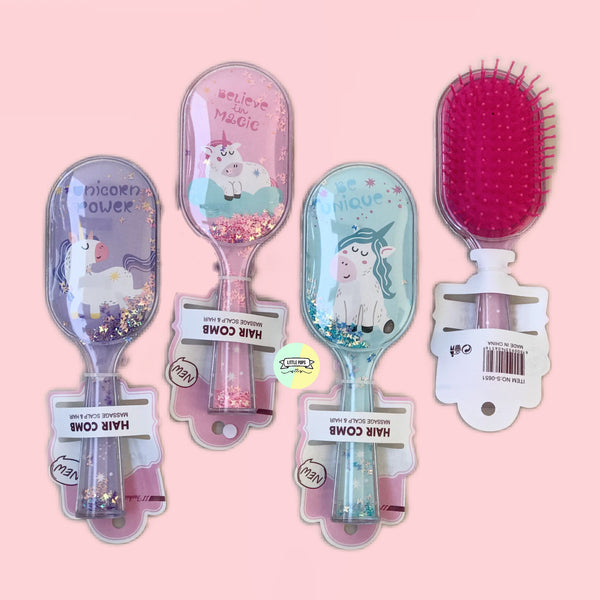 Cute Unicorn Movable Confetti Makeup Hairbrush
