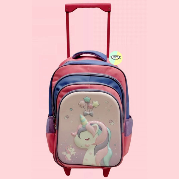 3D Cute Unicorn Trolley Bag pack