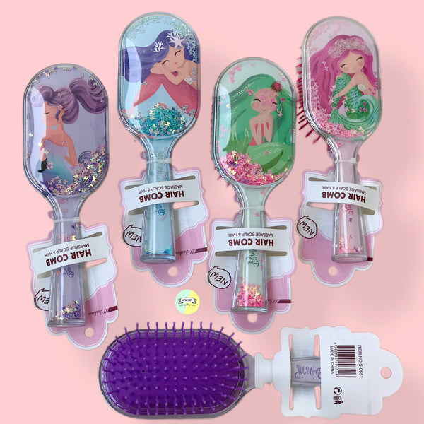 Beautiful Mermaid Movable Confetti Makeup Hairbrush