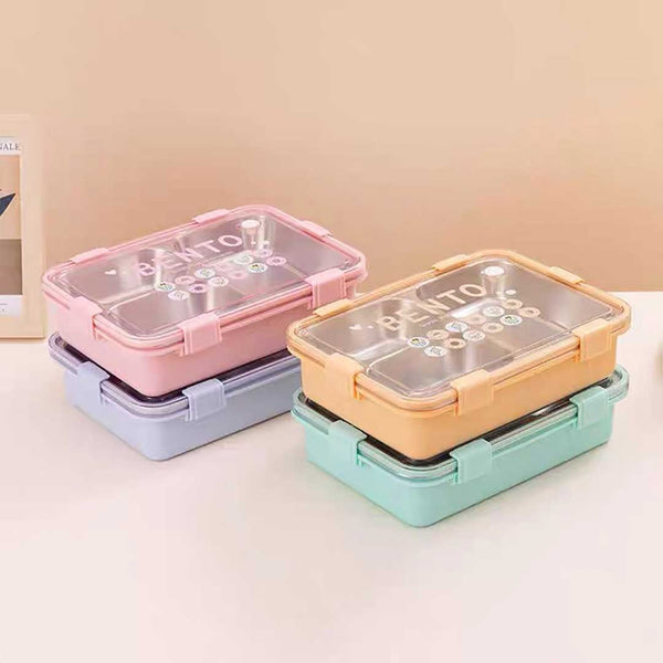 Rectangular Shaped Lunchbox With Cutlery and Compartments