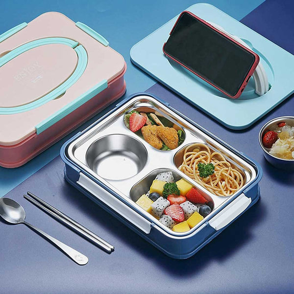Trendy Steel Compartments Lunchbox with Cutlery