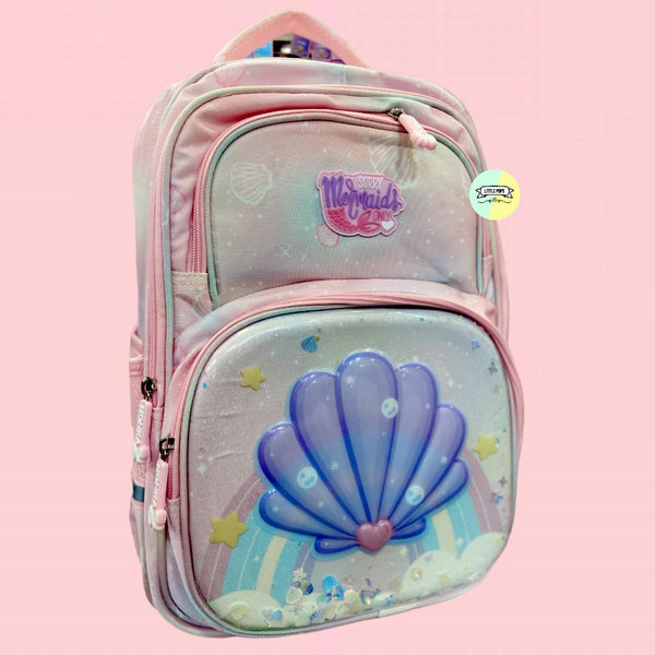 Adorable Mermaid Embossed Shell School Bagpack