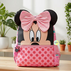 Cute Pink Minnie Designed Bagpack with Hood (14 inches)