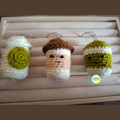 Cute Handmade Coffee Themed Crochet Keychain