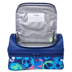 Smiggle Blue FootBall Insulated Double Compartment Lunch Bag