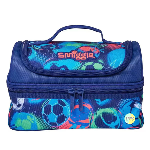 Smiggle Blue FootBall Insulated Double Compartment Lunch Bag