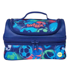 Smiggle Blue FootBall Insulated Double Compartment Lunch Bag