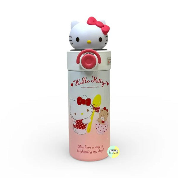 Cute Hello Kitty 3D Head Stainless Steel Sipper Water Bottle
