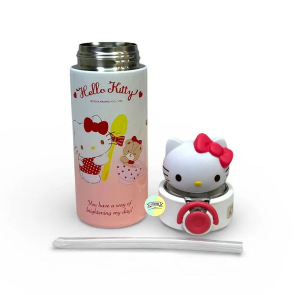 Cute Hello Kitty 3D Head Stainless Steel Sipper Water Bottle