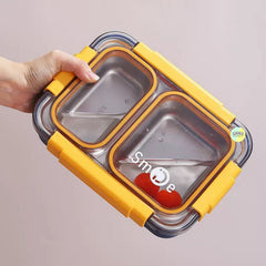Solid Coloured Stainless Steel Double Compartment Lunchbox