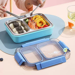 Solid Coloured Stainless Steel Double Compartment Lunchbox
