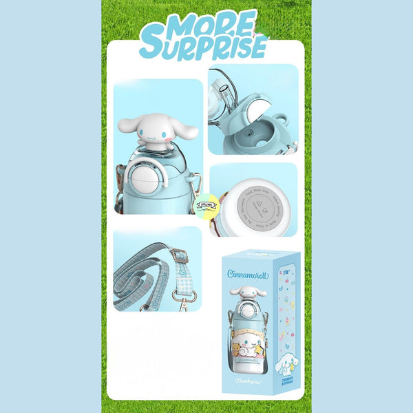 Cute 3D Head Cinnamoroll Stainless Steel Water Bottle
