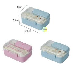 Pastel Coloured Cute Plastic Bento Lunchbox with Dip Bucket