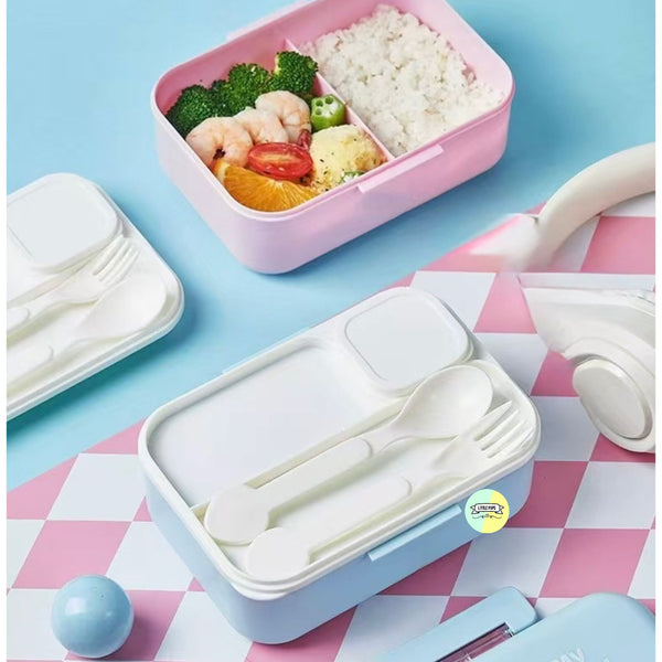 Pastel Coloured Cute Plastic Bento Lunchbox with Dip Bucket