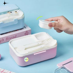 Pastel Coloured Cute Plastic Bento Lunchbox with Dip Bucket