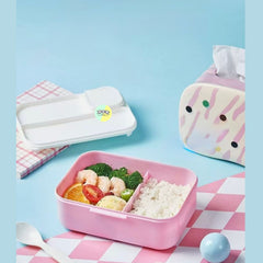 Pastel Coloured Cute Plastic Bento Lunchbox with Dip Bucket