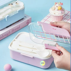 Pastel Coloured Cute Plastic Bento Lunchbox with Dip Bucket