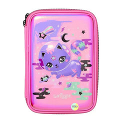 Smiggle Original Purple Cat Designed Hardtop 3D Pouch