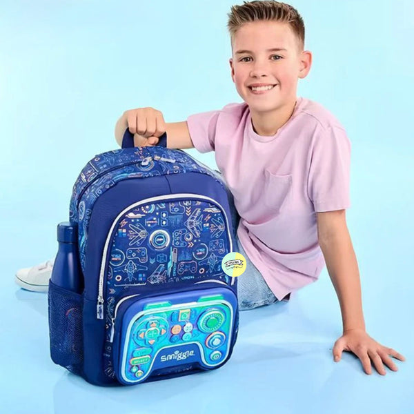 Smiggle Bagpack (17 inches) - Blue Gaming Console Themed