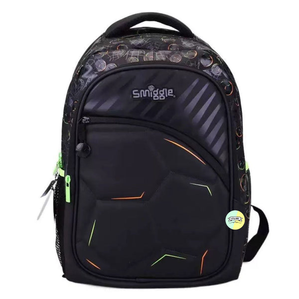 Smiggle Bagpack (17 inches) - Football Black Themed