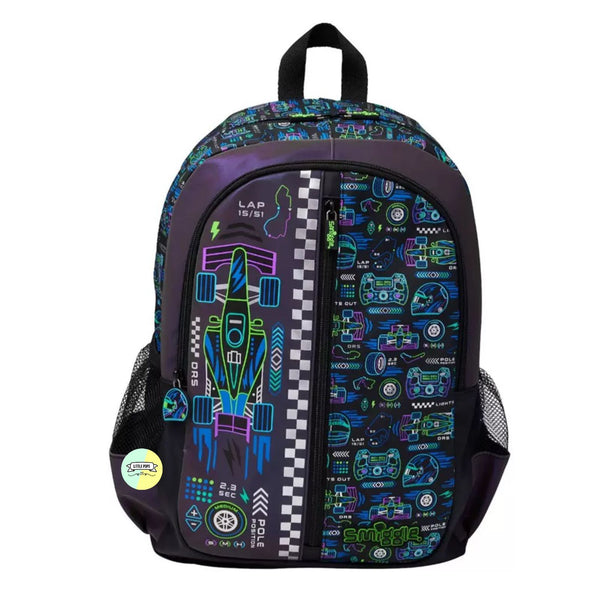 Smiggle Bagpack (17 inches) - Racing Car Themed