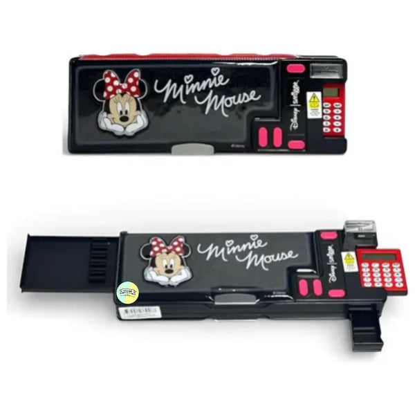 Orignal Minnie Mouse Glitter Pencil Box with Calculator – Multipurpose School Pencil Case