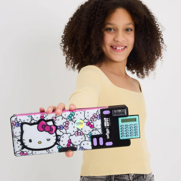 Orignal Hello Kitty Glitter Pencil Box with Calculator – Multipurpose School Pencil Case
