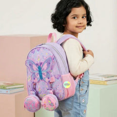 Cute Butterfly Themed Bagpack with hanging pockets (10 inch)