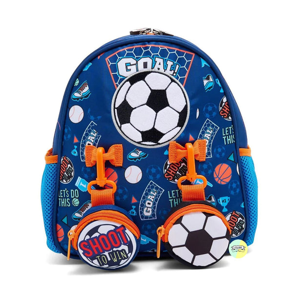 Cute Football Themed Bagpack with hanging pockets (10 inch)