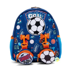 Cute Football Themed Bagpack with hanging pockets (10 inch)