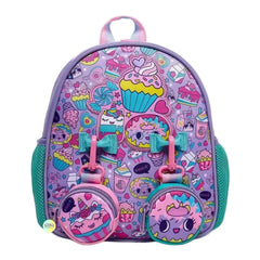 Cute Cupcake Themed Bagpack with hanging pockets (10 inch)