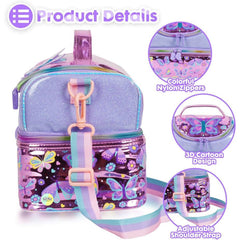 Butterfly Double Decker Insulated Lunch Bag